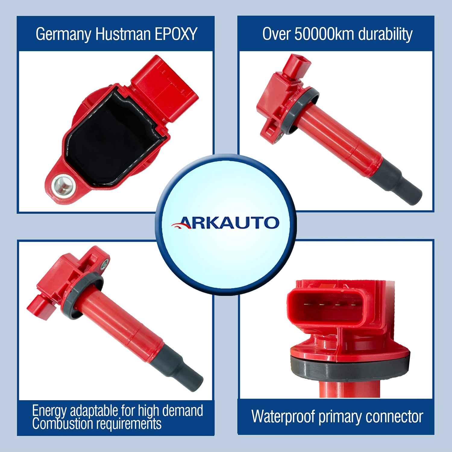 4PCS ARKUTO HIGH ENERGY RED IGNITION COIL 90919-02240 9091902240 90919-02265 UF316 FOR TOYOTA Prius YARIS SCION 1.3 1.5 1NZ 2NZ