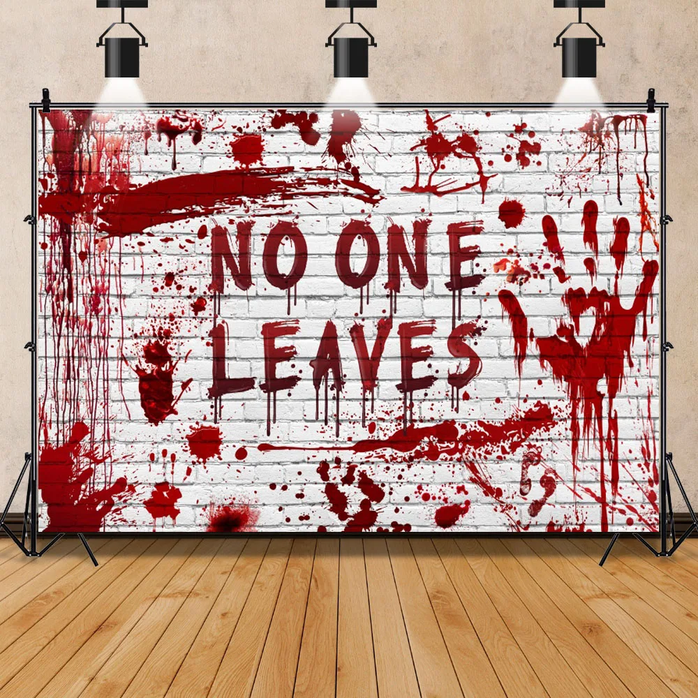 Halloween Bloody Brick Wall Backdrop Creepy Scary Blood Splatter White Wall Halloween Vampire Theme Party Photography Background