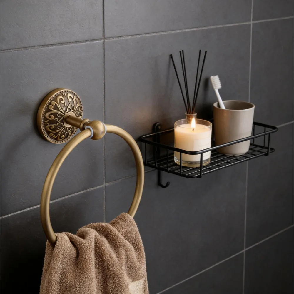 

Настенное антикварное круглое латунное кольцо для полотенец, вешалка для полотенец в ванной комнате