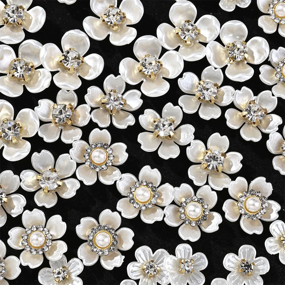 40pcs Imitation Pearl Flower-shaped Rhinestone Buttons for Jewelry Making Decorative Hat Clothes DIY Craft Sewing Accessories image 3