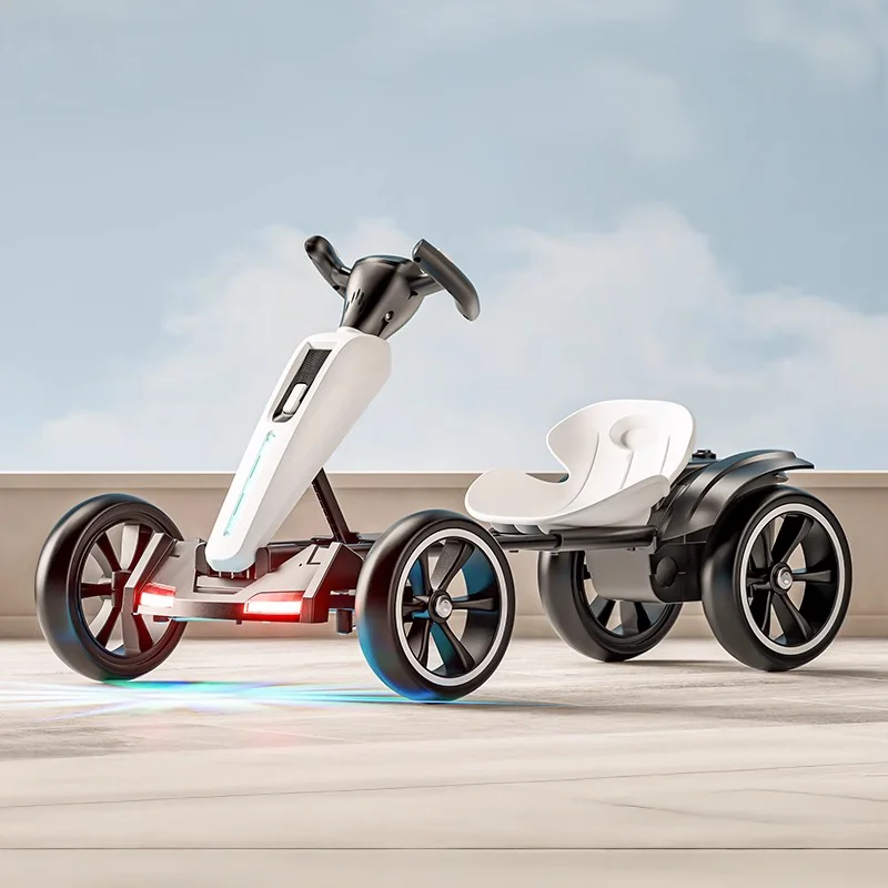 ‌ Opvouwbare draagbare elektrische kindergokart met 390-motor Coole LED-verlichting Geen montage Off-road speelgoedauto voor jongens/meisjes