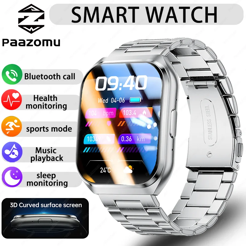 

2025 New Men 3D Curved surface screen smart watch Bluetooth Call Heart rate IP68 Waterproof Sport Fitness Smart bracelet Unisex