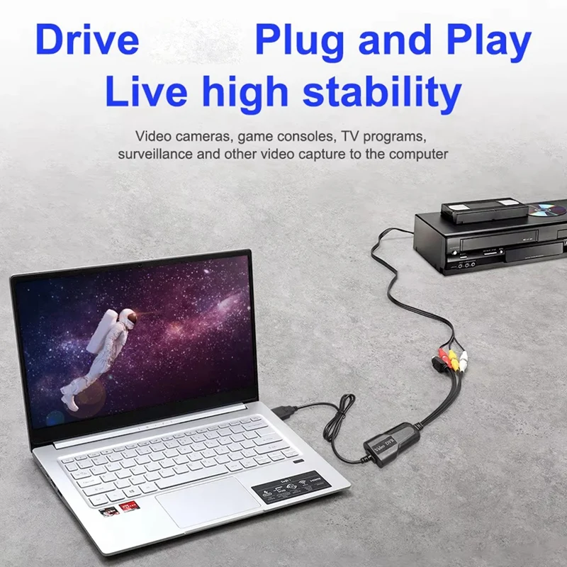 Placa de captura de vídeo USB2.0 Captura USB de canal único Placa de aquisição de dados de captura de sinal AV sem driver