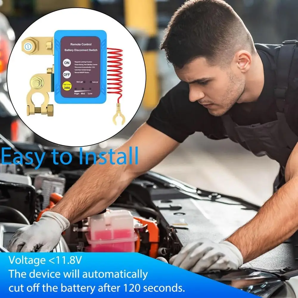 12V 240A Car Battery Disconnect Switch Quick Cut-off Remote Control Power Cut Off Kill Switches Battery Terminal