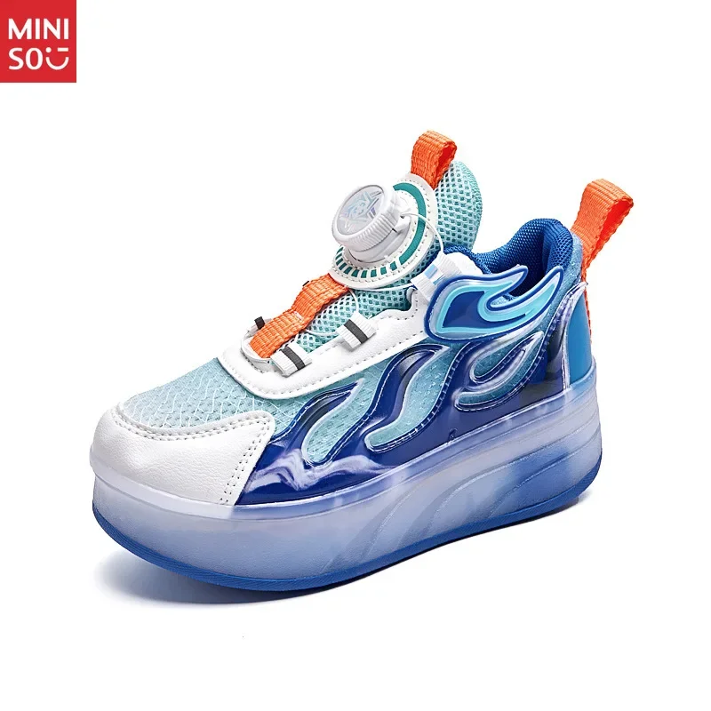 حذاء Miniso Kids Heelys Roller بنعل سميك، حذاء رياضي تزلج بإبزيم ربط من الجلد للأولاد والبنات #5