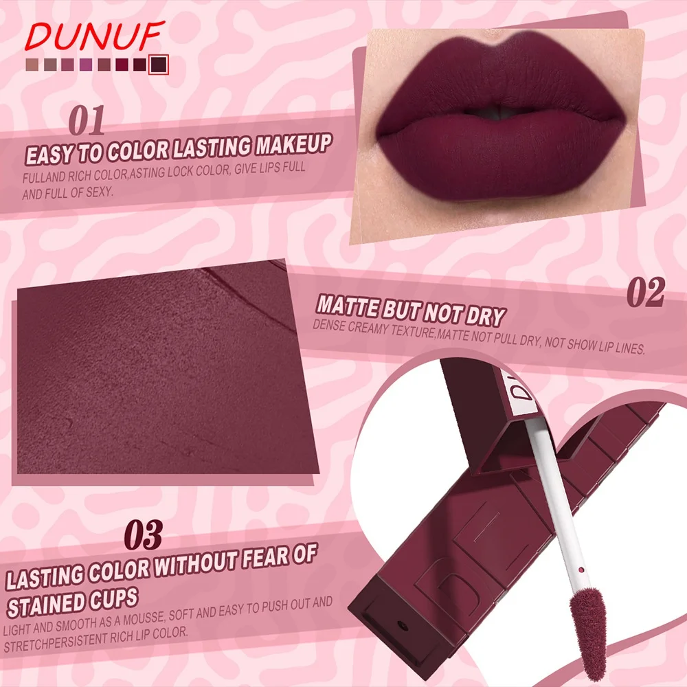 Samtiges Lippenlack Lippenstift Set Pflegend Wasserfest Langhaltend_voghion.com