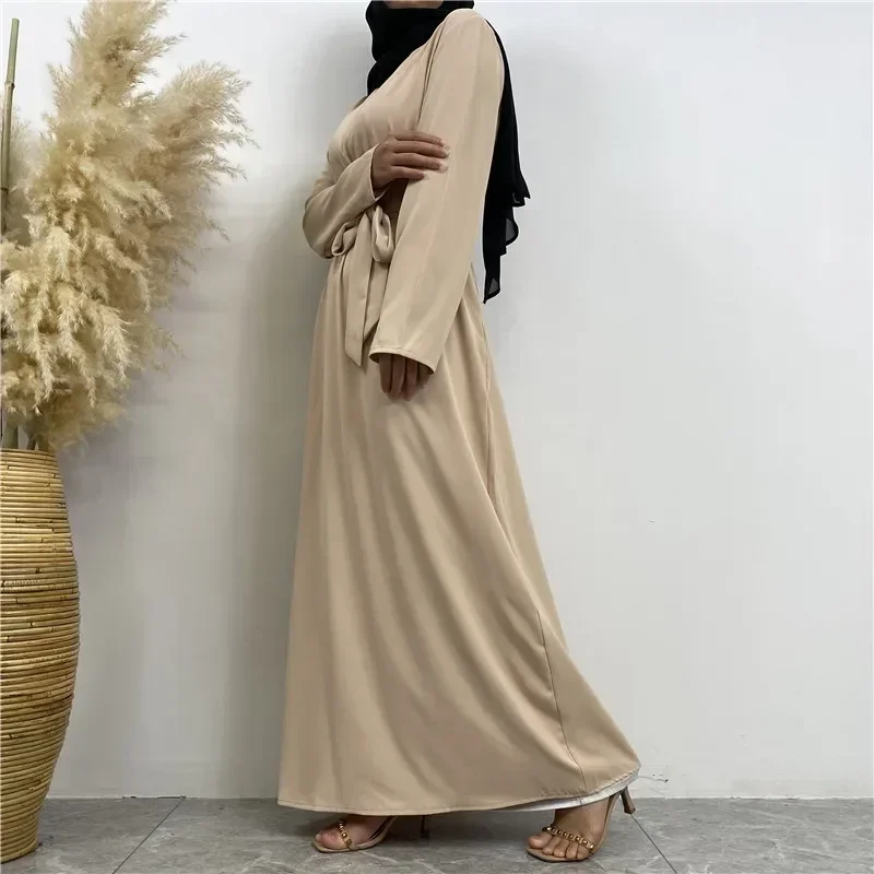 New Arrival Nida Dubai Long Woman Evening Dress Muslim Abaya Kimono solid color Pocket Kaftan Turkey Hight Class Luxury Robe