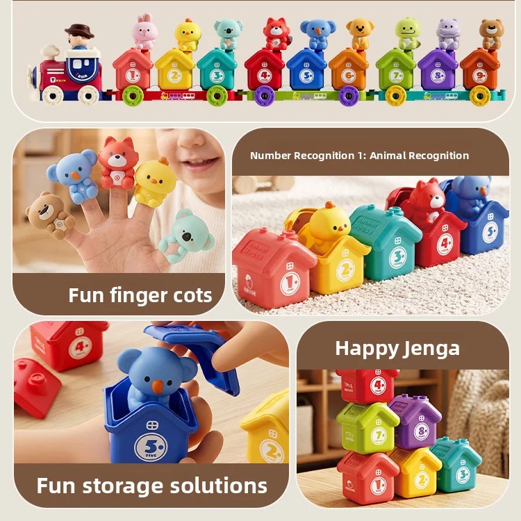 Sorting stacking toy, early childhood education number train toy for infants and toddlers, ideal for counting, matching, and sor
