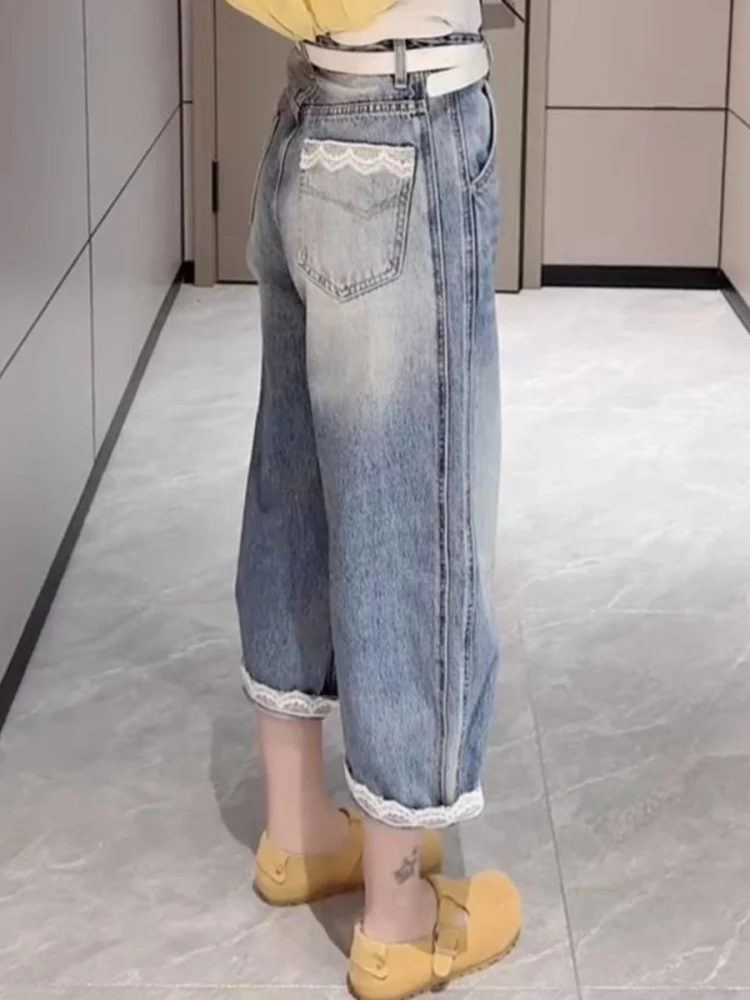 

Широкие джинсы Harlan с высокой талией, женские тонкие брюки больших размеров, осенние свободные брюки прямого кроя свободного покроя