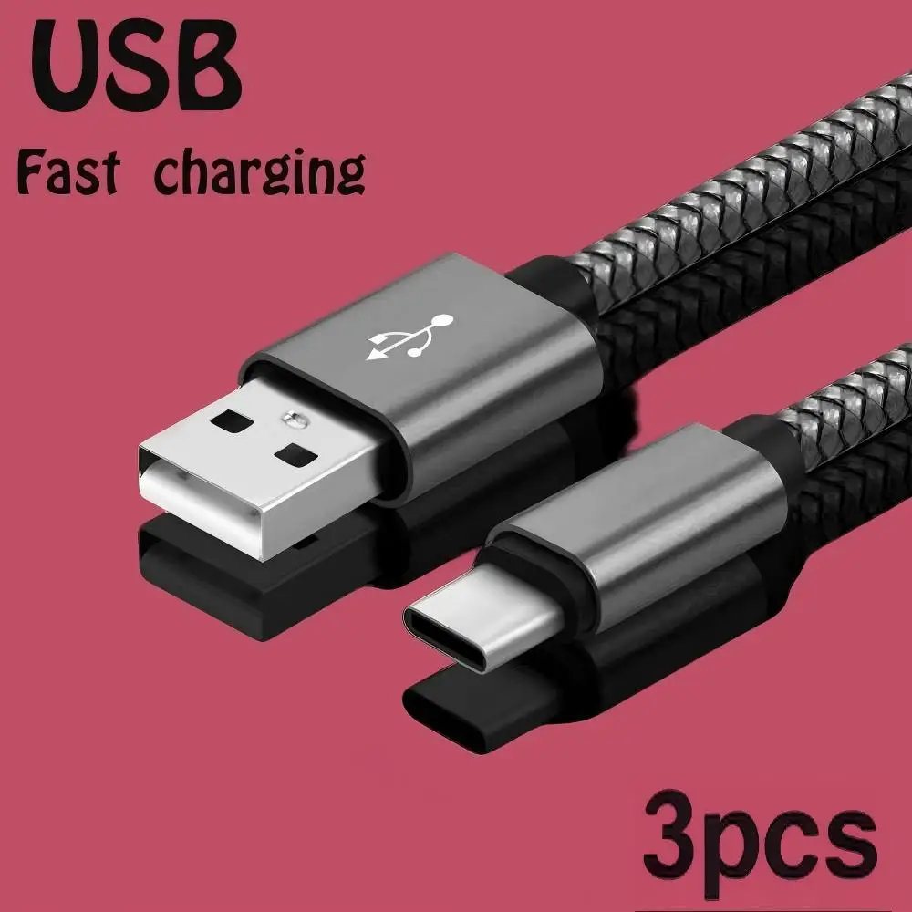 Nylon-Datenkabel Schnellladegerät 1M 2M 3M USB A auf Typ C Ladekabel für Huawei Samsung Android iPhone Typ C Ladevorrichtung