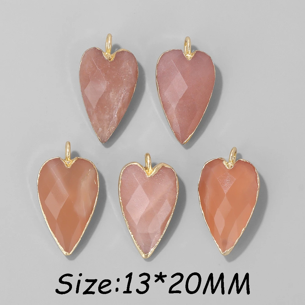 2Pcs Shiny Labradorite Heart Shape Pendants for DIY Jewellery