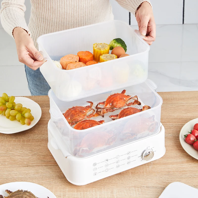 Melhor preço Panela elétrica a vapor para alimentos, potência automática, plástico, 2 camadas, fogão a vapor elétrico