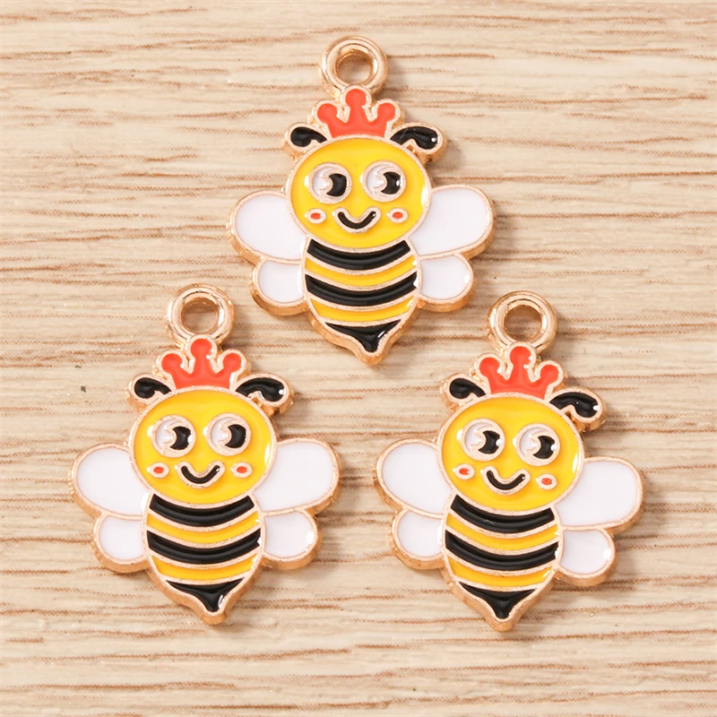 10 Stück Mix Cartoon Tier Biene Charms Emaille Honigbiene Blume Charms Anhänger für Schmuckherstellung Halsketten Ohrringe DIY Handwerk Geschenk – Detail 10