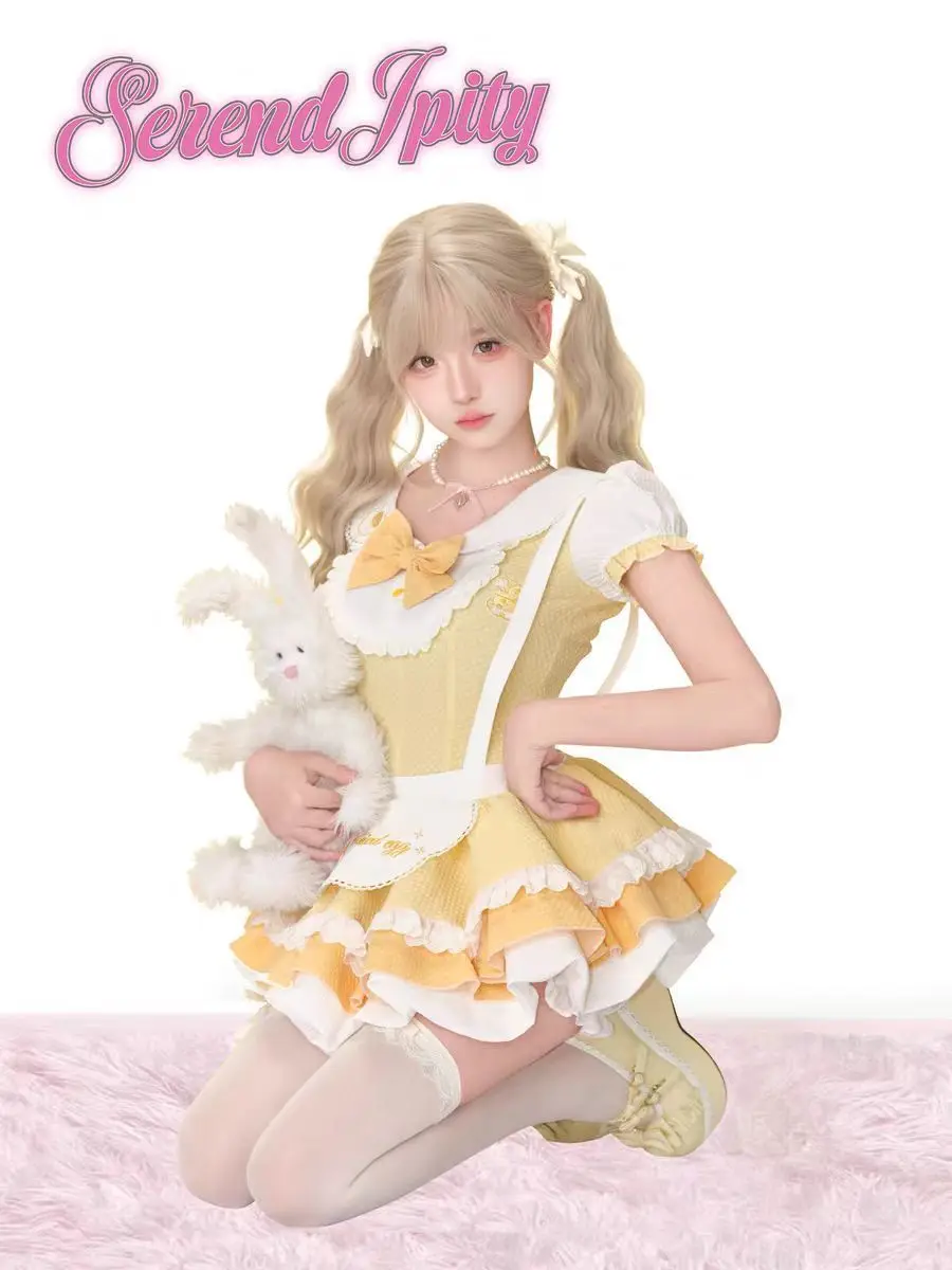 ชุดเซ็ต 2 ชิ้นสไตล์ Preppy Kawaii Lolita สวยหรูสำหรับผู้หญิง ดีไซน์โบว์หวานแบบ Y2k กระโปรงสั้นสุดชิคสไตล์เกาหลี เสื้อผ้ายอดนิยม