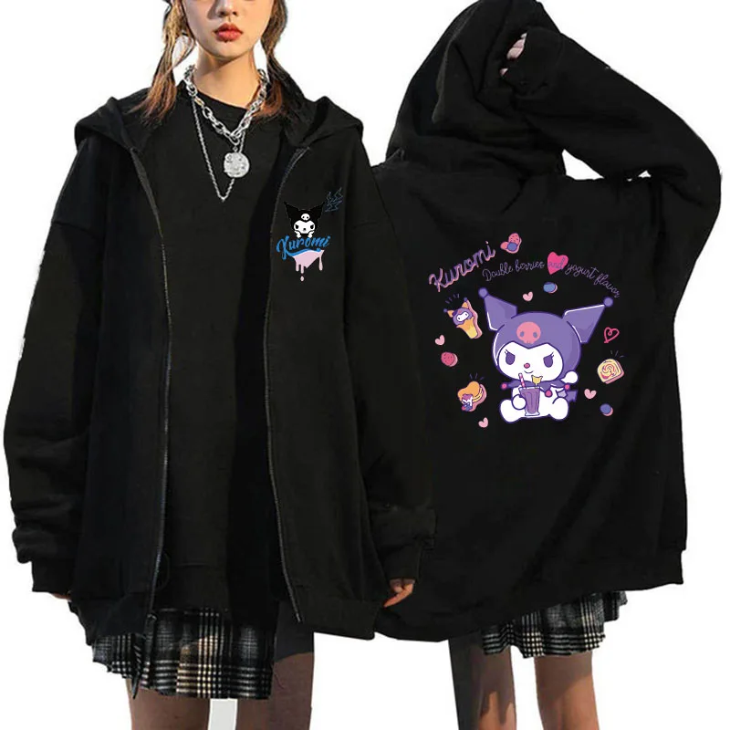 Y2k New in Funny Cartoon Kuromi Sanrio Hoodies Women Harajuku Cute Anime Sweatshirt Manga Streetwear Hoody Female