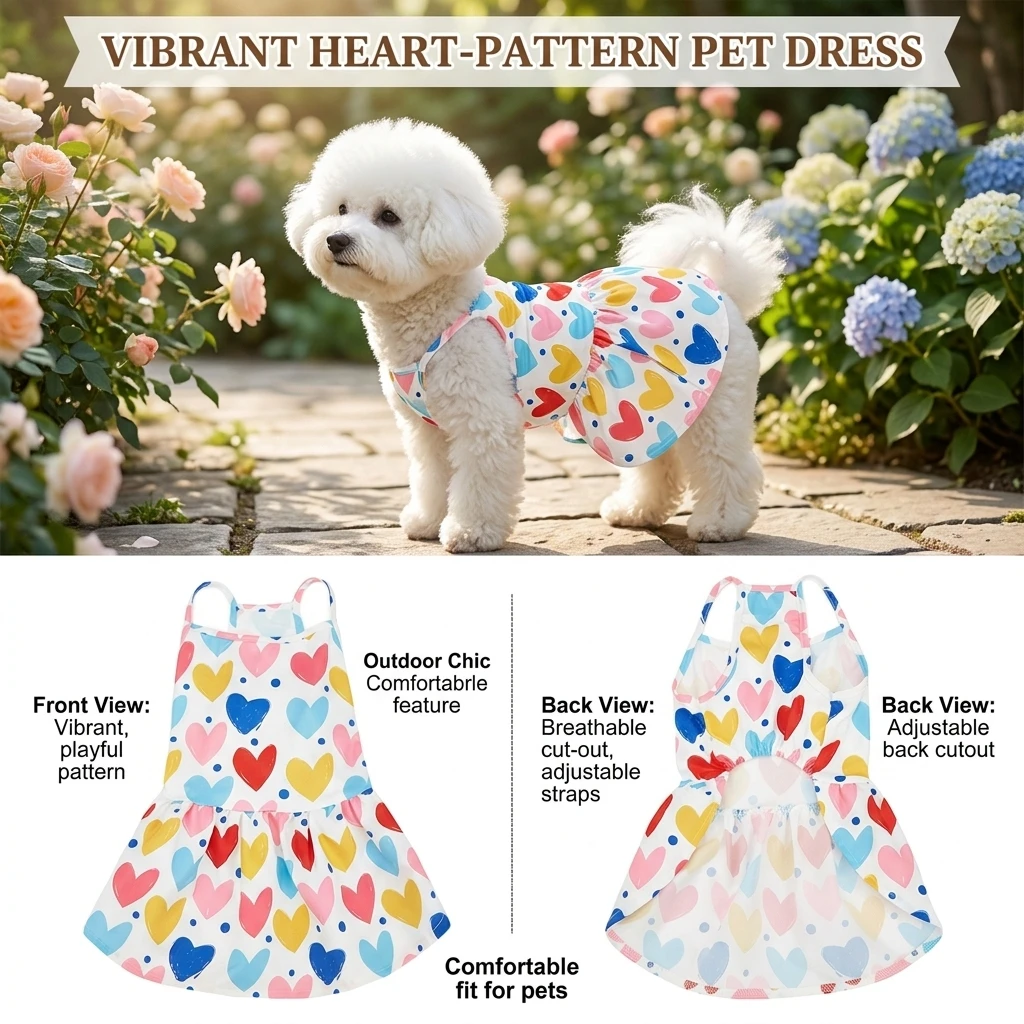 Vestido verano corazones slip para perro y gato talla pequeño/mediano - imagen 4
