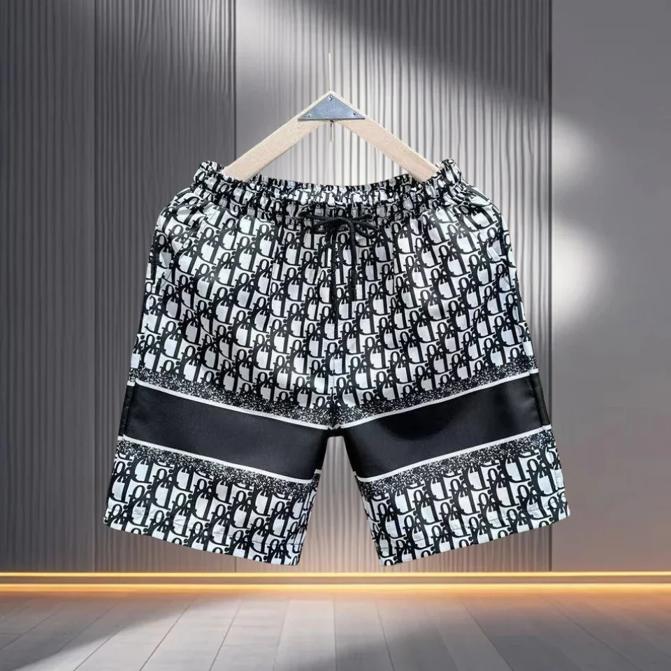 2025 Men's Letter 3D Printed Shorts, Ice Silk Quick-drying Casual Shorts, Skinny Beach Pants