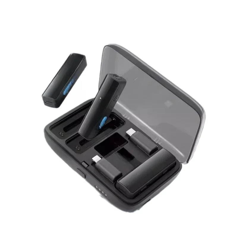 

White model, wireless collar type, microphone mobile phone, camera one for two.