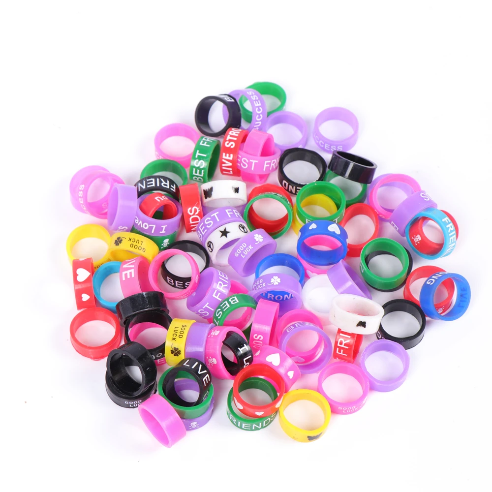 Wholesale 100Pcs/Lot Fashion Colorful Luminous Flexible Silicone Rubber Sport Rings Jewelry For Women Men Jesus Heart Gifts