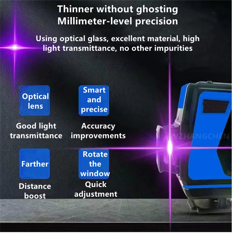 Imagem -04 - Nível Laser 12 16 Linhas Linha Roxa Auto-nivelamento 360 Horizontal e Vertical Cruz Super Potente Nível Laser de Feixe Roxo