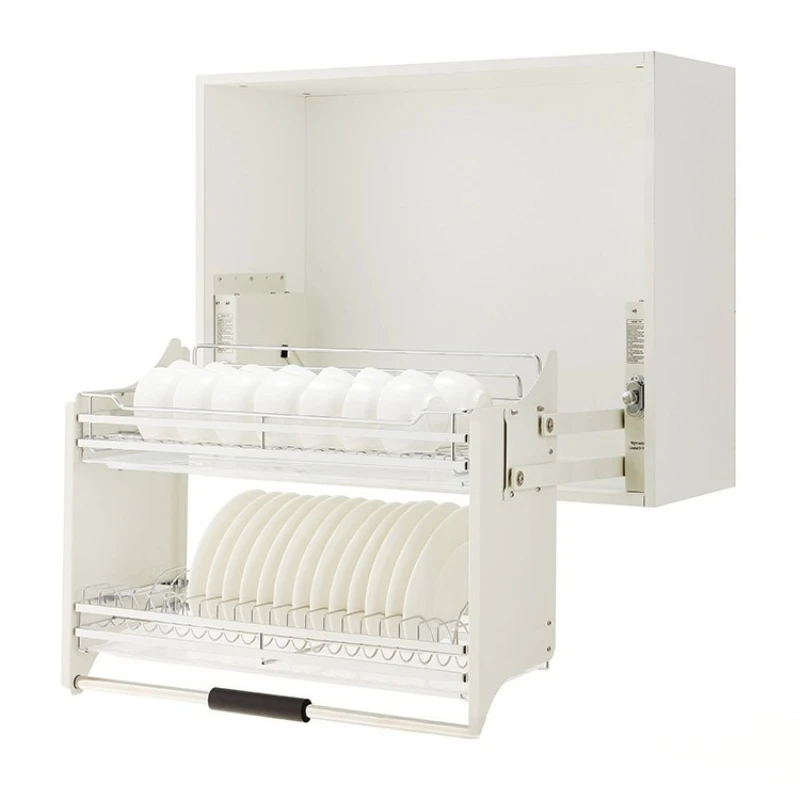 

Stainless steel dish rack kitchen hanging cabinet lifting basket cabinet