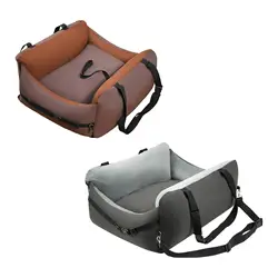 Portable Cat Puppy Seat Car Carrier for Front and Back Seat Multipurpose Soft Material Washable with Fixed Strap 60x60x25cm