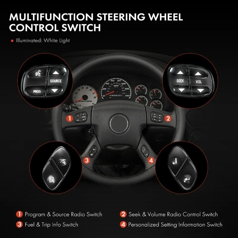 Ensemble commutateurs à boutons, commutateurs radio volant, commutateurs à boutons ABS remplacement, remplace 21997739,