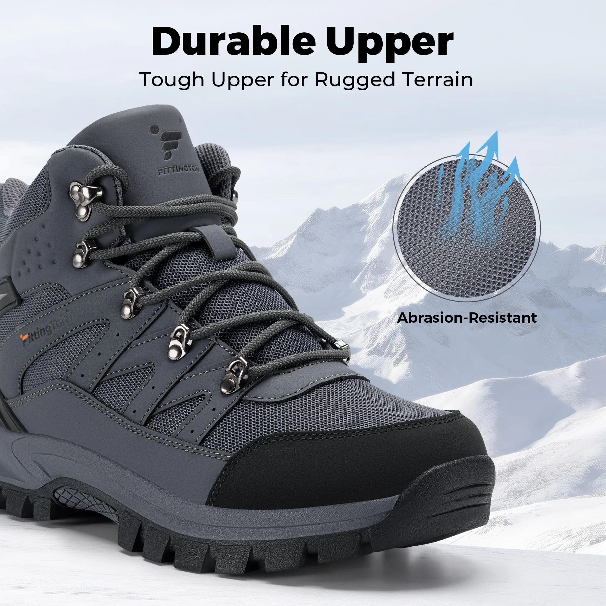 Fittington Herren-Wanderschuhe mit breiter Zehenpartie, wasserabweisend, hoher Schaft, taktische Militärstiefel, Trekking-Schuhe für Herren, Herbst, rutschfest. – Detail 12