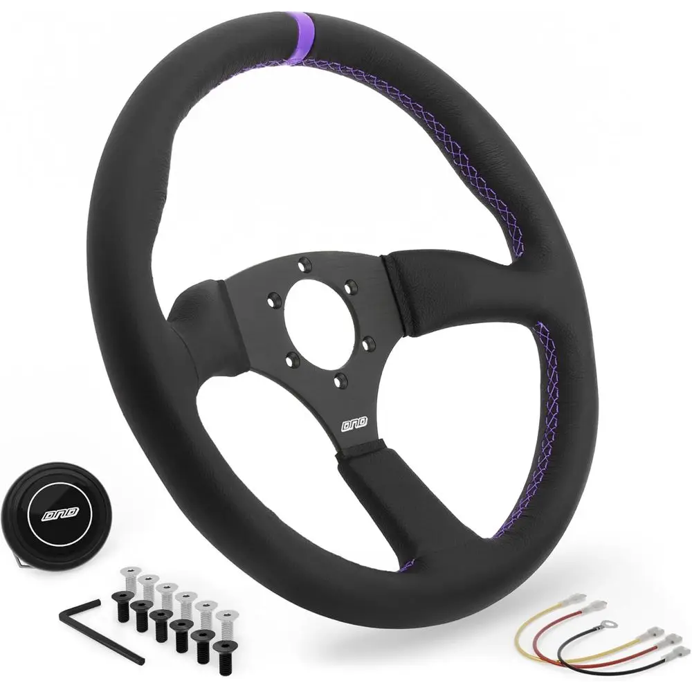 

Кожаный туристический руль / диаметр 350 мм и глубина 50 мм / узор болта 6x70 мм / кожаный руль DND с звуковым сигналом, но