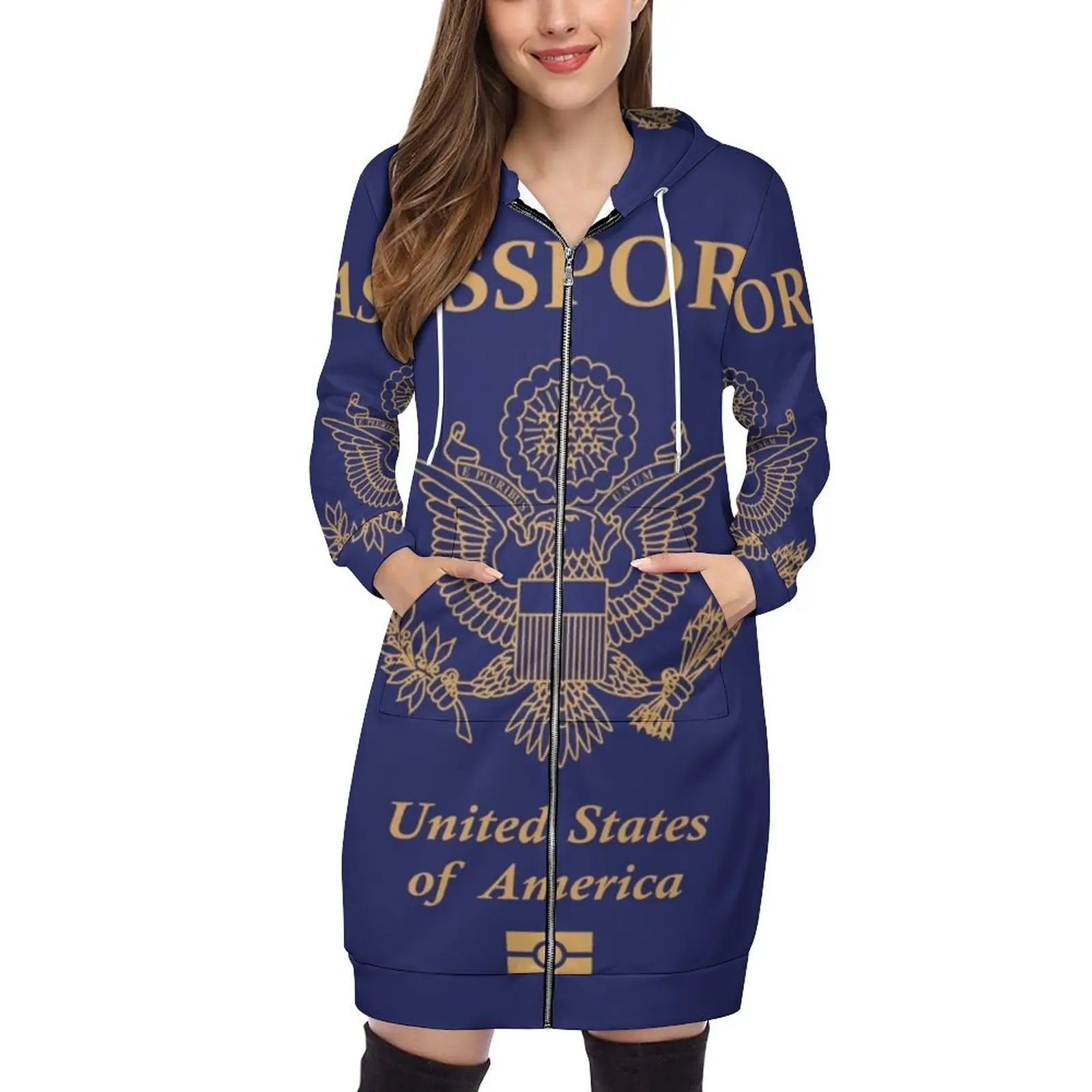 

Passport Usa Hoodie Sweatshirt Women Drawstring Printed Pocket Hooded Sweatshirts Passport Usa America United States Funny The