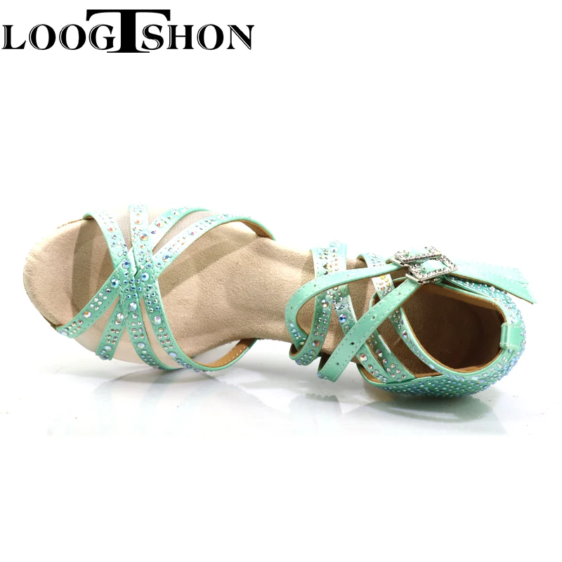 LoogtshonHot Selling Women Latin Dance Shoes Rumba Samba Ballroom Party Ladies Dance Heels Women Sandals Rhinestone Wedding Shoe