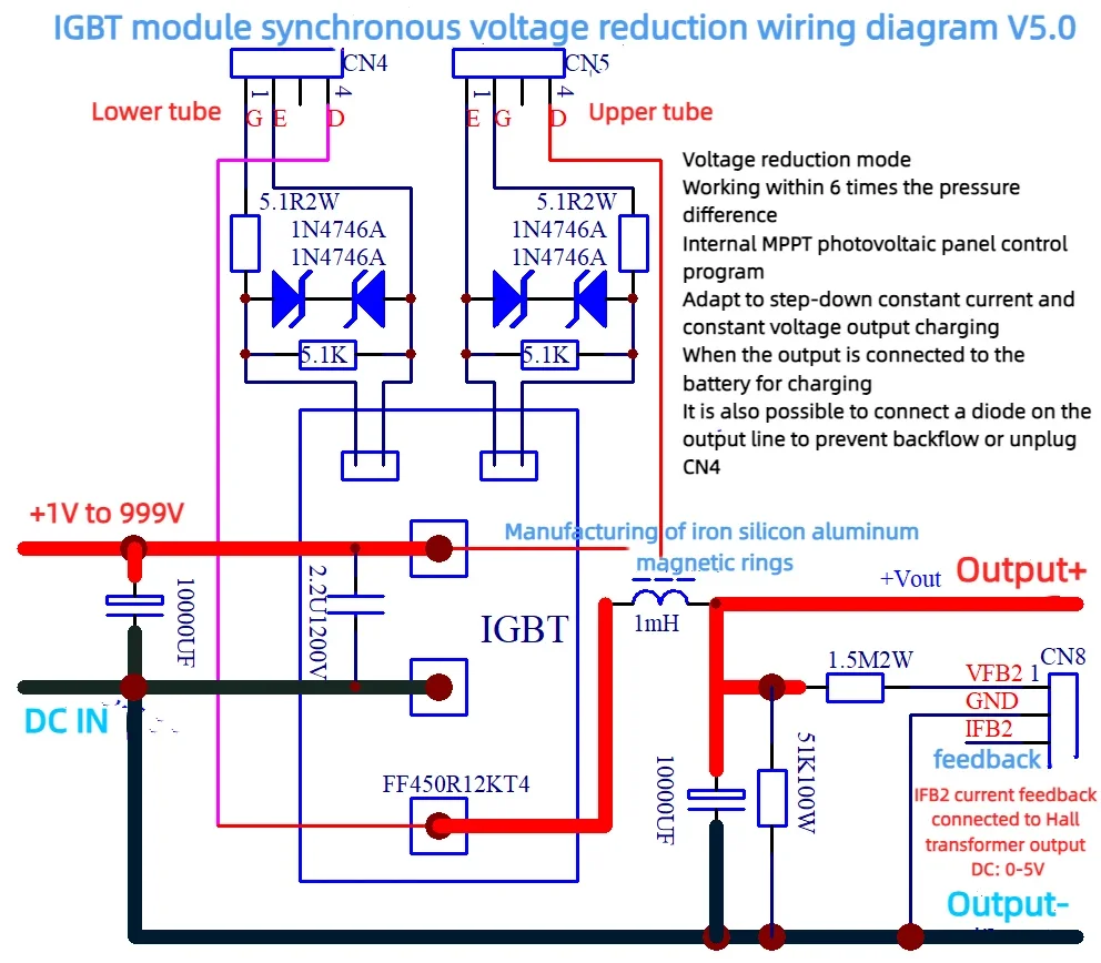 High Power MPPT, Synchronous Boost/buck IGBT Module Control Drive Board + Output Constant Voltage and Constant Current
