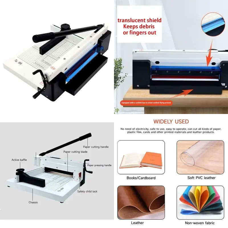 Heavy-Duty A4 Desktop Guillotine Paper Trimmer Convenient and Efficient Guided Manual Cutting