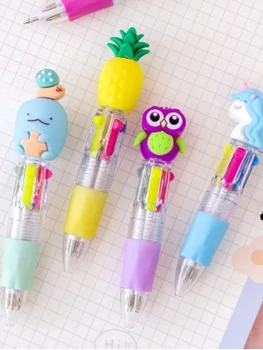 10/15/20支/包 可愛卡通4色迷你原子筆 卡哇伊獨角獸火烈鳥伸縮文具禮物 學校辦公用品 8 最佳銷售 禮物籃 - №1