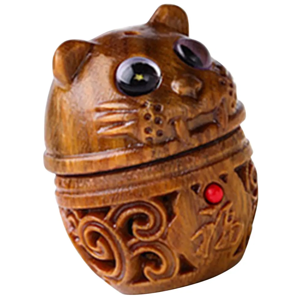 

Sandalwood Locket Tiger Pendant Wooden Vintage Keychain Charm Crafts Decor For Key Car Hanging Jewelry Component