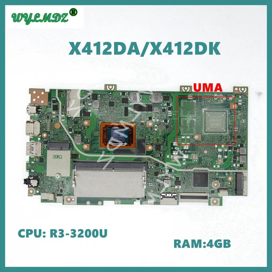 

X412DK Mainboard R412DA F412DA A412DA A412DK F412DK X412DA X412DK Laptop Motherboard with R3 R5 R7 CPU 4GB-RAM UMA Tested OK