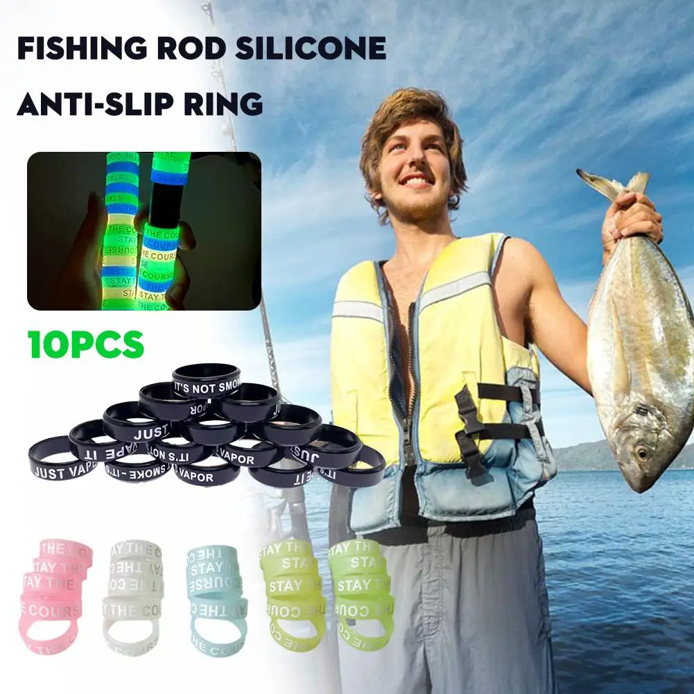 

10pcs Luminous Fishing Rod Anti-skid Circle Silicone Handle Belt Belt Sweat Accessor Anti-Slip O Fishing Absorbing Wrapping S2B4