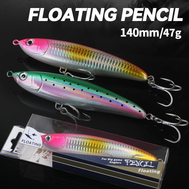 140mm 47g Topwater Floating Pencil Lure  Casting Saltwater Hard Bait Big Game Trolling Hard Bait for Tuna Bass