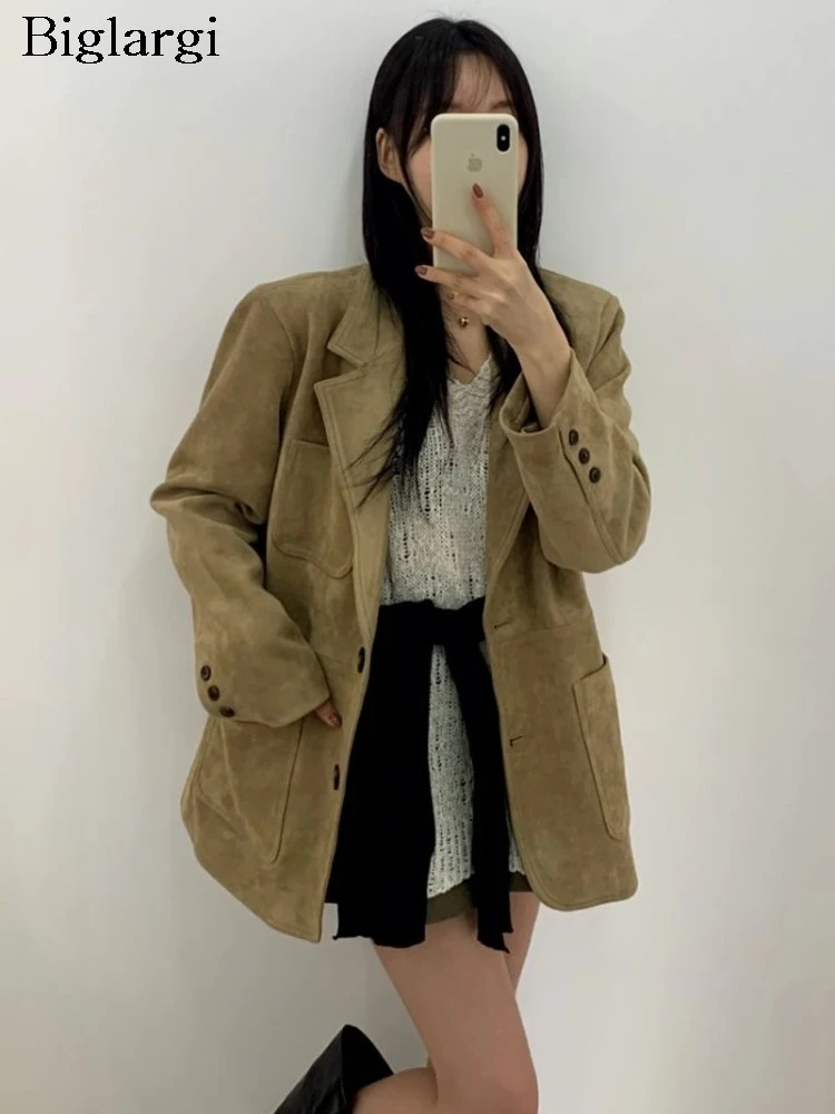 

Autumn Deer Skin Velvet Blazer Suit Coat Women Vintage Fashion Ladies Blazer Suits Jackets Loose Korean Style Woman Coats