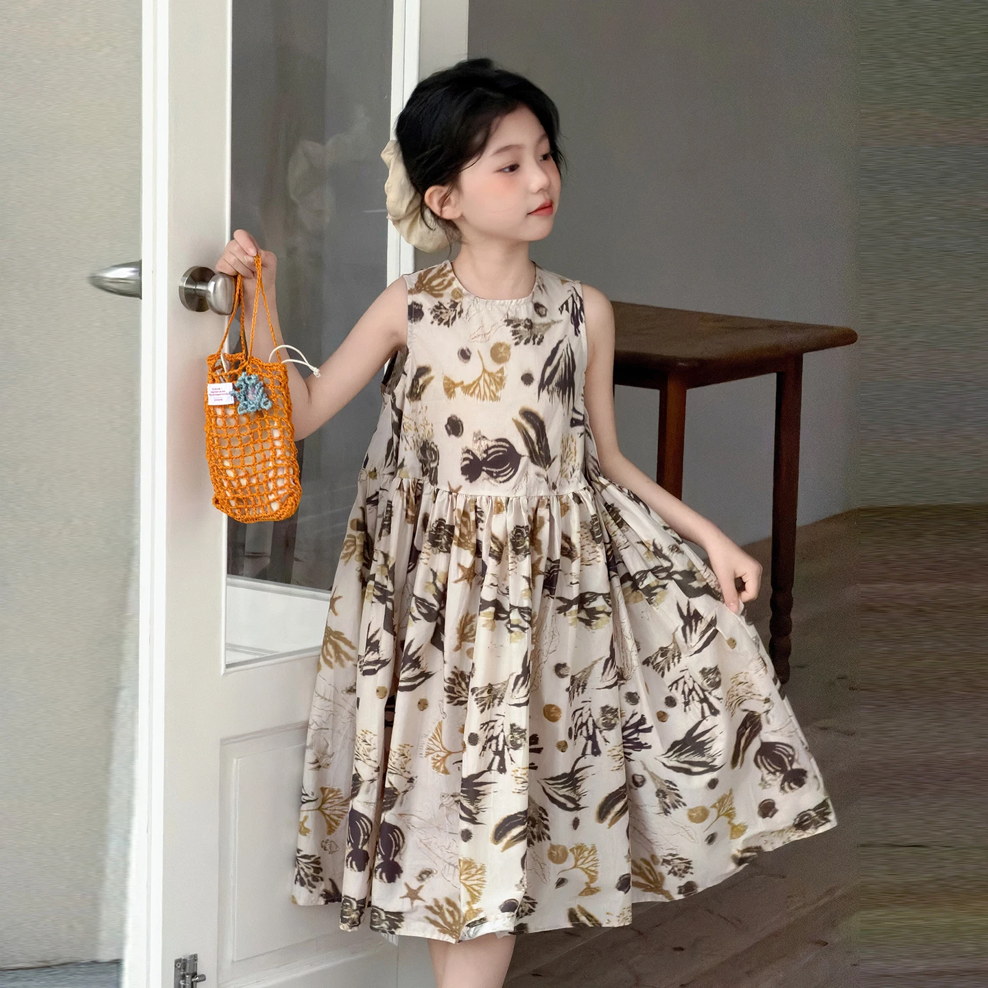 Baby Dresses For Girls Floral Print Sleeveless Twirl Casual Summer Boho Sundress Princess Dress Kids Clothes 6 8 10 12 13 Years