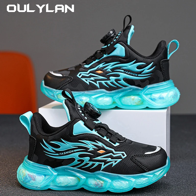 

OULYLAN New Anti-skid Leather Kids Sneakers for Boys Running Walking Lightweight Casual Shoes With Fashion Size 28-39