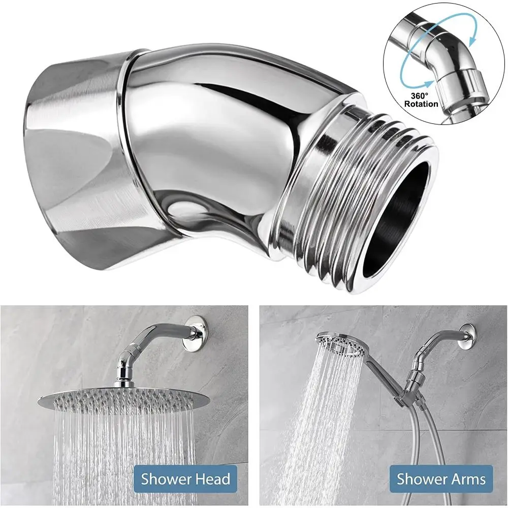 New Copper Shower Head Elbow Adapter 135 Degrees Silver Arm Elbow Extender Arm Angle Adapter