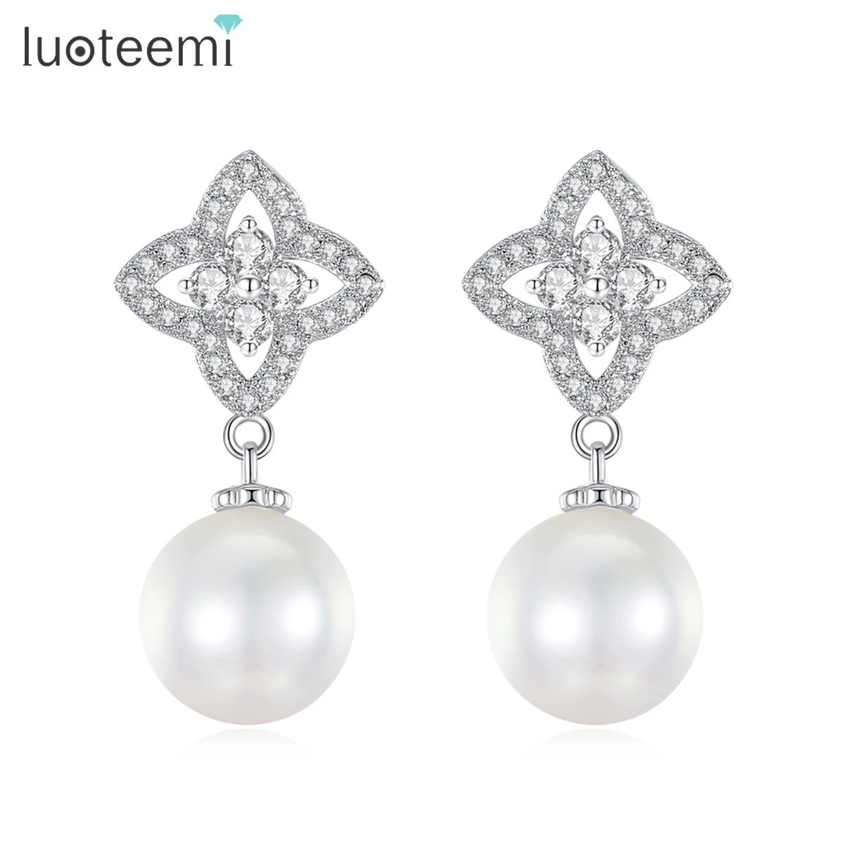 LUOTEEMI أنيقة قطرة استرخى أقراط اللؤلؤ جذابة لذيذ النساء الزفاف ترصيع لحفل الزفاف يؤرخ مجوهرات عيد الحب