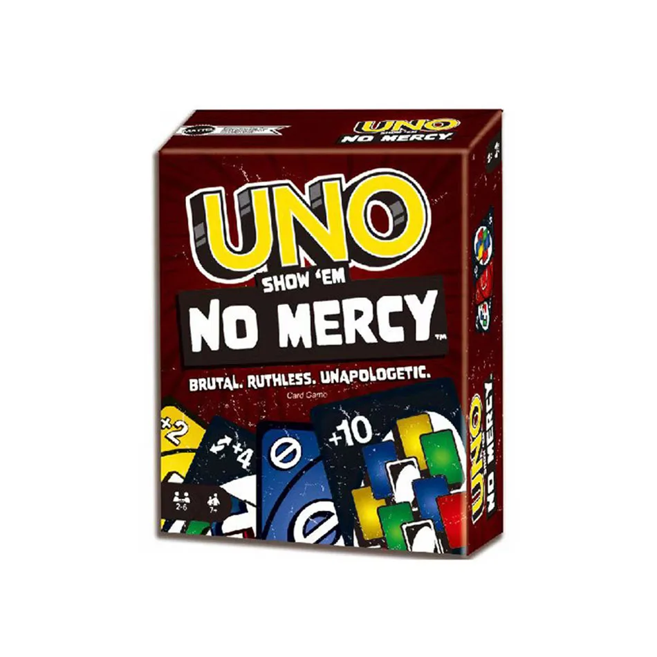 Uno No mercy-Juego de mesa de cartas UNO, entretenimiento para fiestas familiares, juegos de UNO, juguetes para niños, cumpleaños y Navidad