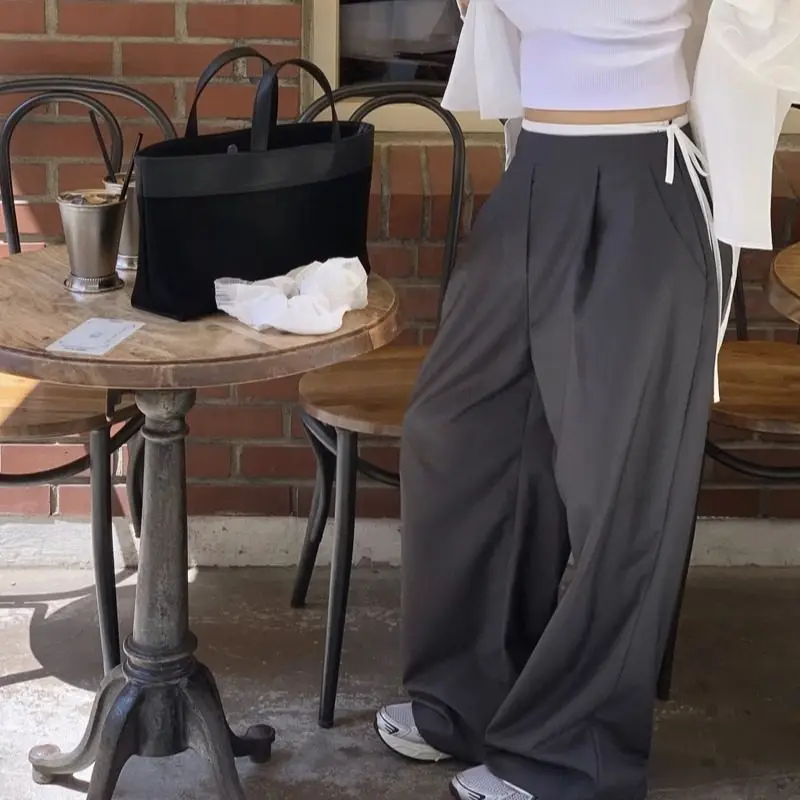 

Женские повседневные брюки East Gate: весенние, с высокой талией, на молнии, с боковыми вставками из ткани, с поясом, прямые, теплые, неэластичные