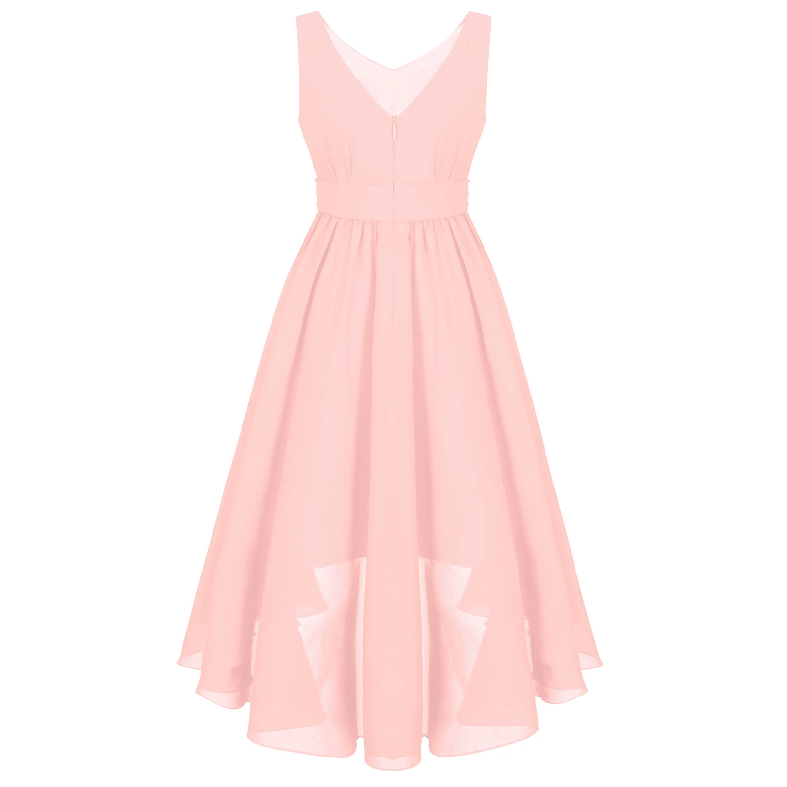 Elegant Girl Shiny Beaded Dress Teen Girl Pink First Communion Ceremony Hi-Lo Hem Vestidos Kids Bridesmild Flower Girls Ball Gow