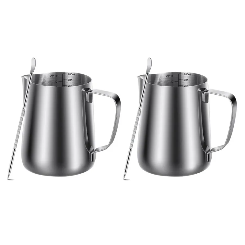 

Hot 2X Milk Frothing Pitcher 350Ml (12Oz)Steaming Pitchers Milk Coffee Cappuccino Latte Art Barista Steam Pitchers Milk Cup