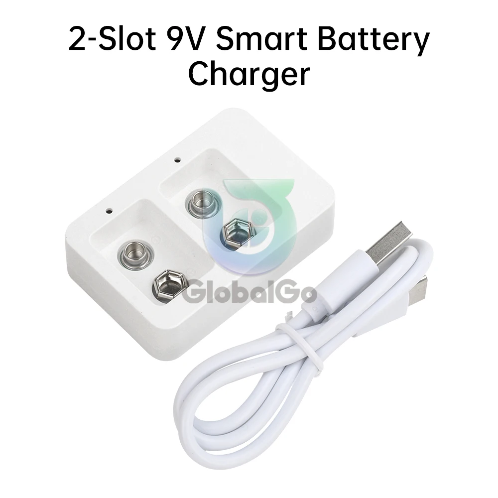 9V 2 slots slimme snelle batterijlader met LED-indicatoren voor Ni-MH/Li-ion oplaadbare batterijen Draagbare mini-oplader Type C