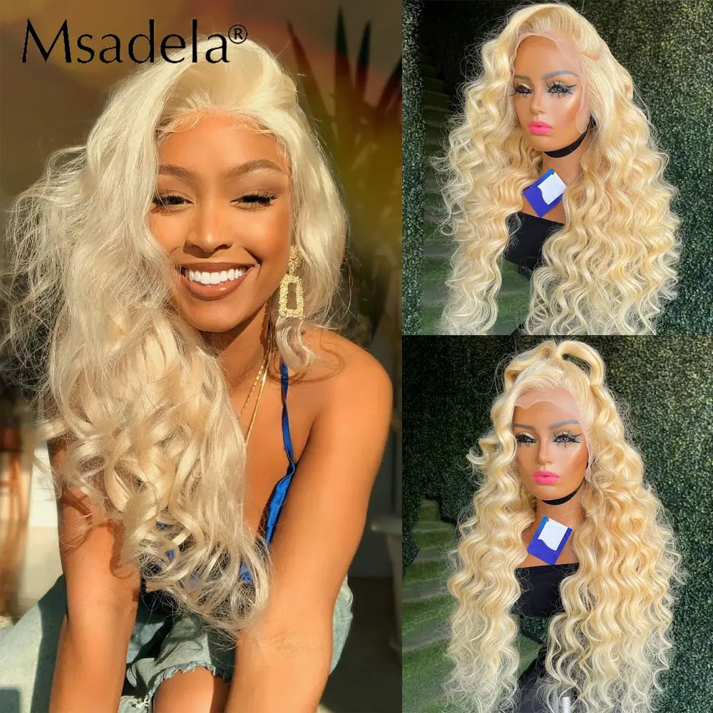 

Deep Wave 28 Inch 13X4 Lace Front Synthetic Honey Blonde Wig Transparent 613 Color Curly Daily Cosplay Wigs For Black Women