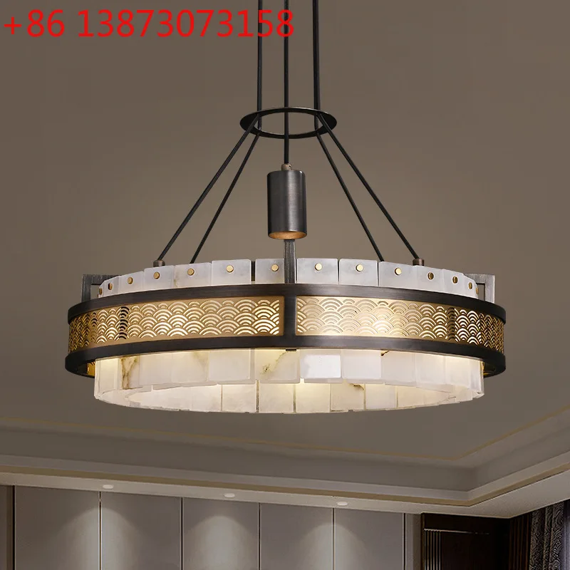 

Новая медная люстра в китайском стиле для гостиной, натуральный мрамор, элитная атмосфера, столовая, спальня, кабинет, китайский стиль n